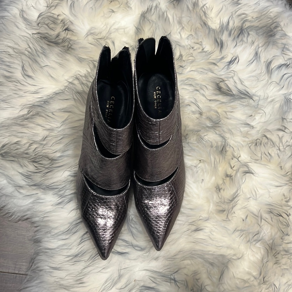 Metallic Bronze Cecelia stiletto bootie